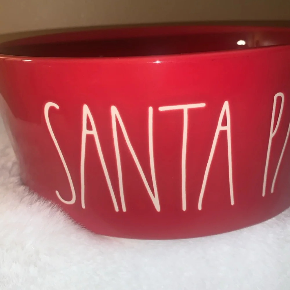🍁 SANTA PAWS Rae Dunn Red Ceramic Pet Bowl NWOT